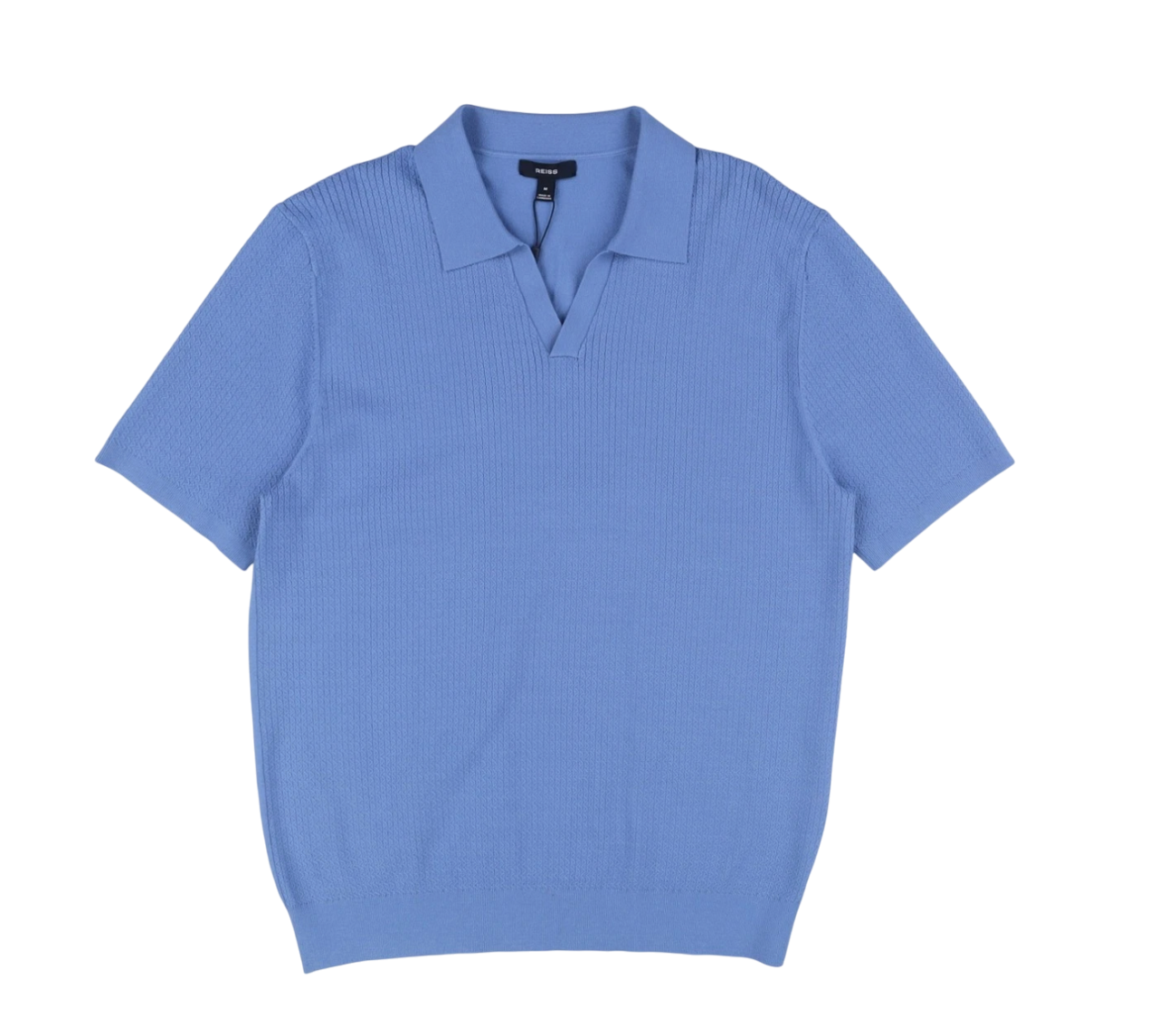 REISS Tyne Open-collar Knit Polo Shirt In Cornflower Blue UK M
