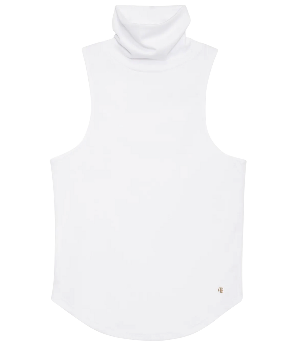 Anine Bing White Jennie Roll-neck Tank Top UK S