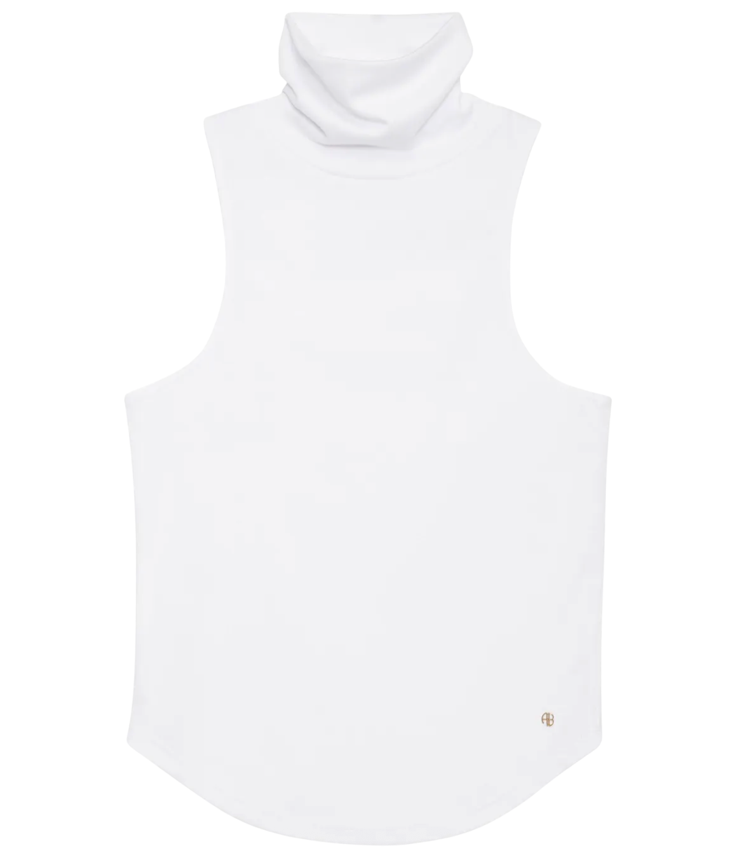 Anine Bing White Jennie Roll-neck Tank Top UK S