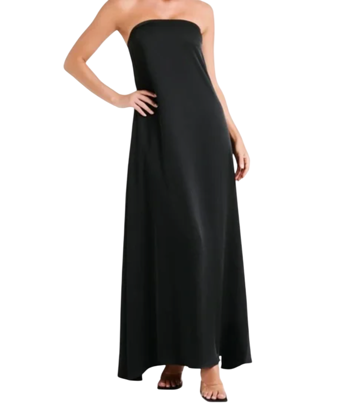 Meshki Black Luisa Strapless satin Maxi Dress UK XXS