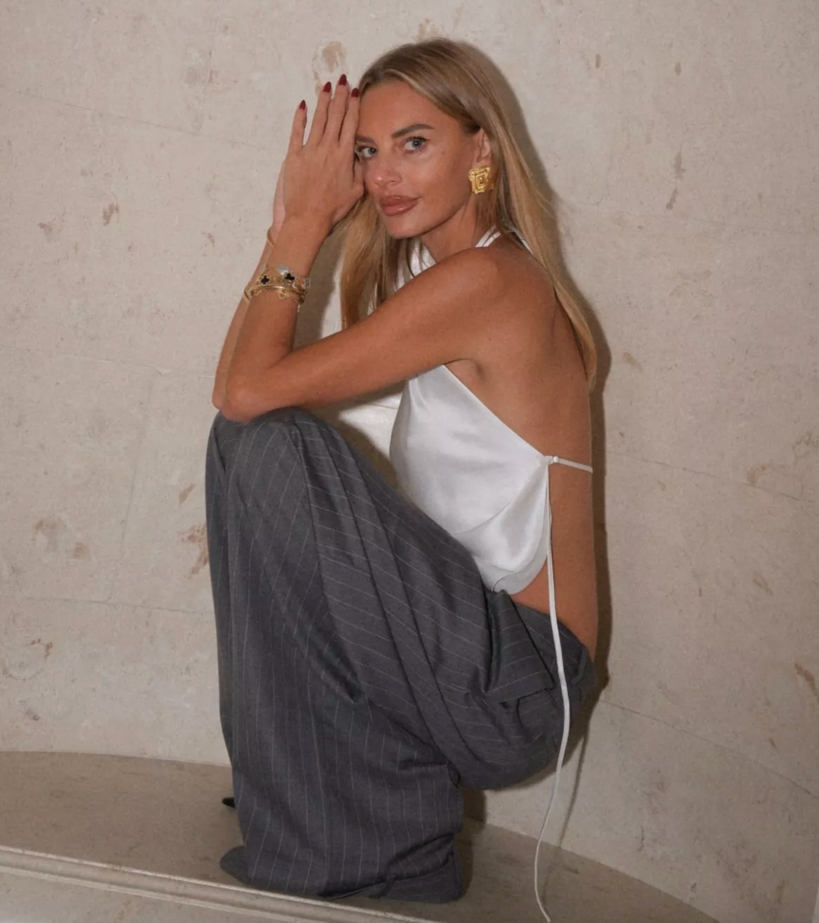 Rat & Boa Grey Sheer Pinstripe Cate Trouser UK XS