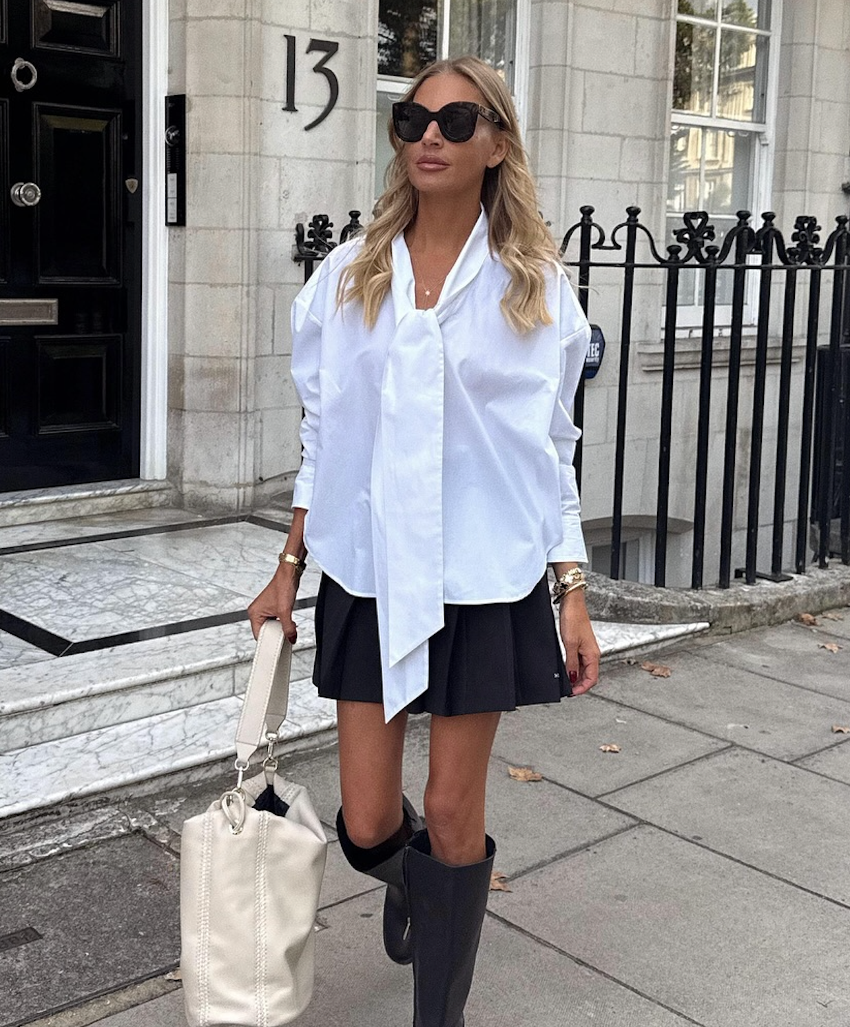 Tommy Hilfiger White Poplin Tie Neck Oversized Fit Shirt UK 6