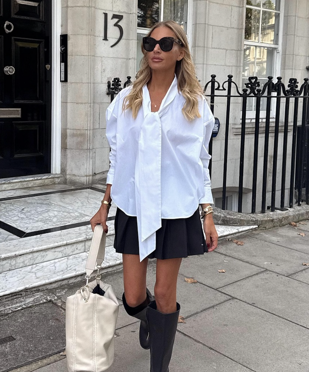 Tommy Hilfiger White Poplin Tie Neck Oversized Fit Shirt UK 6