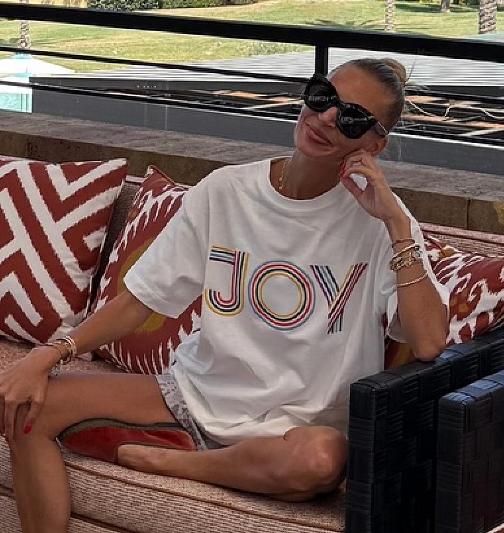 LA DOUBLEJ White Embroidered Joy T-shirt UK S