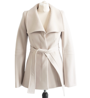 REISS Biscuit Wool & Cashmere Blend Wrap Collar Jacket UK XS
