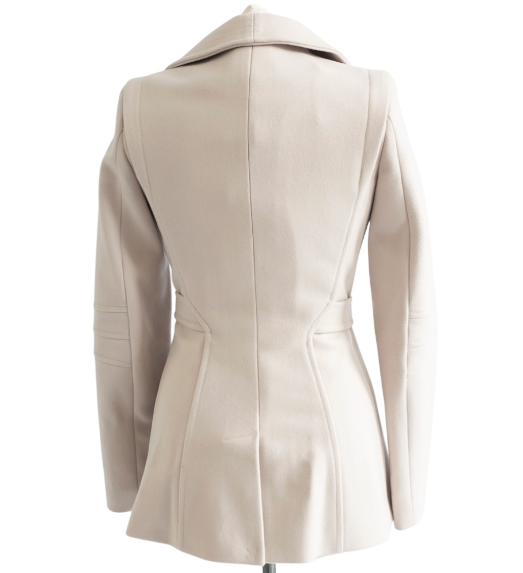 REISS Cream Wool & Cashmere Blend Wrap Collar Jacket UK XS