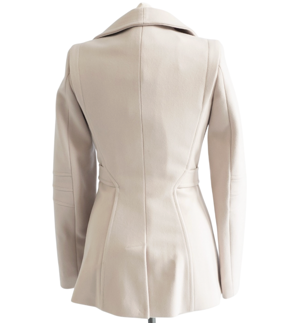 REISS Biscuit Wool & Cashmere Blend Wrap Collar Jacket UK XS