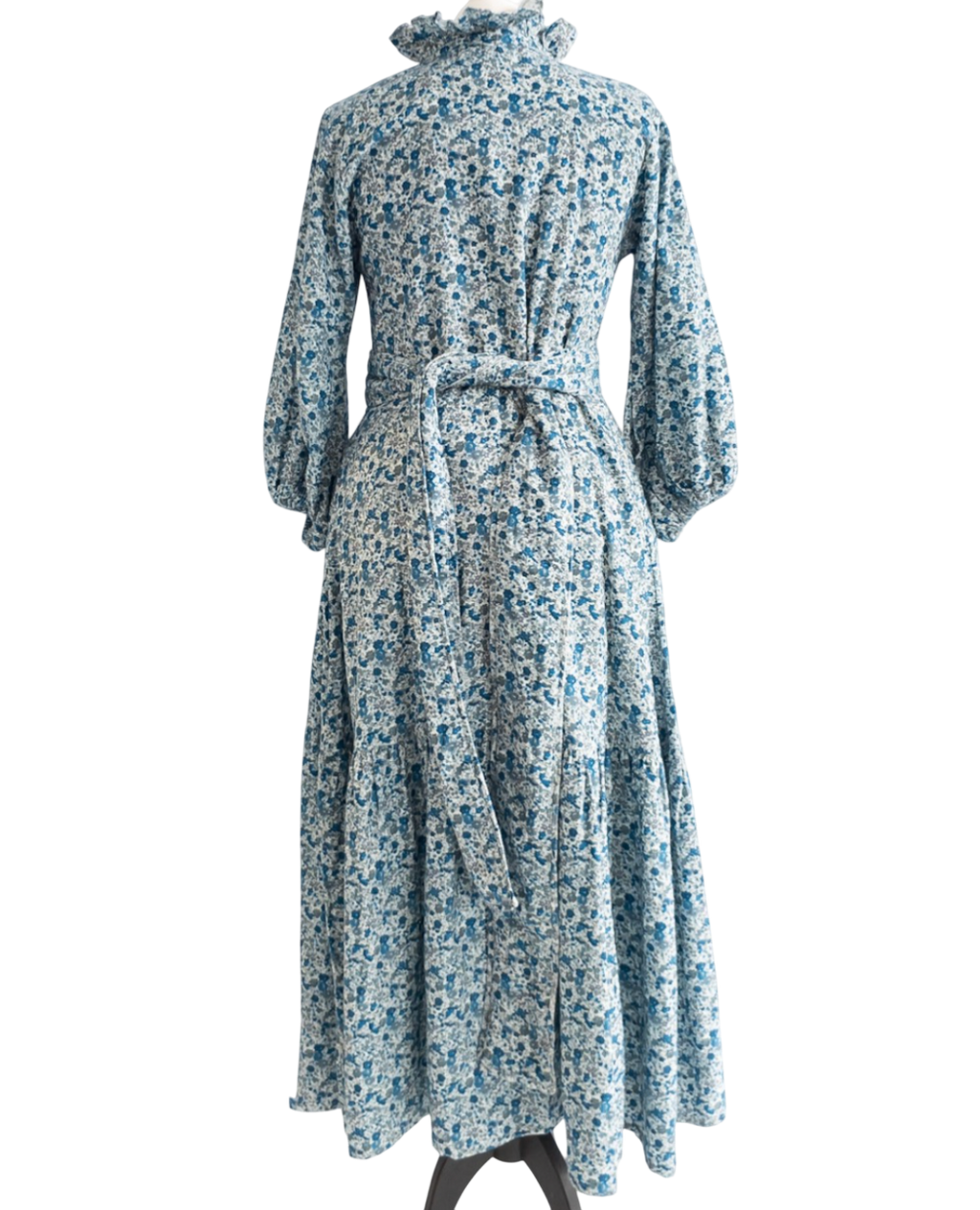 SERAPHINA LONDON Blue Floral High Neck Cord Maxi Dress UK S