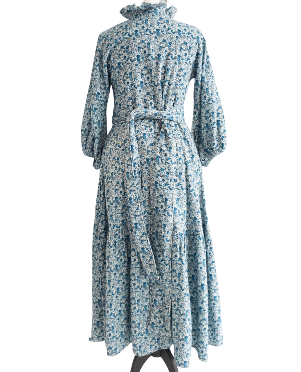 SERAPHINA LONDON Blue Floral High Neck Cord Maxi Dress UK S