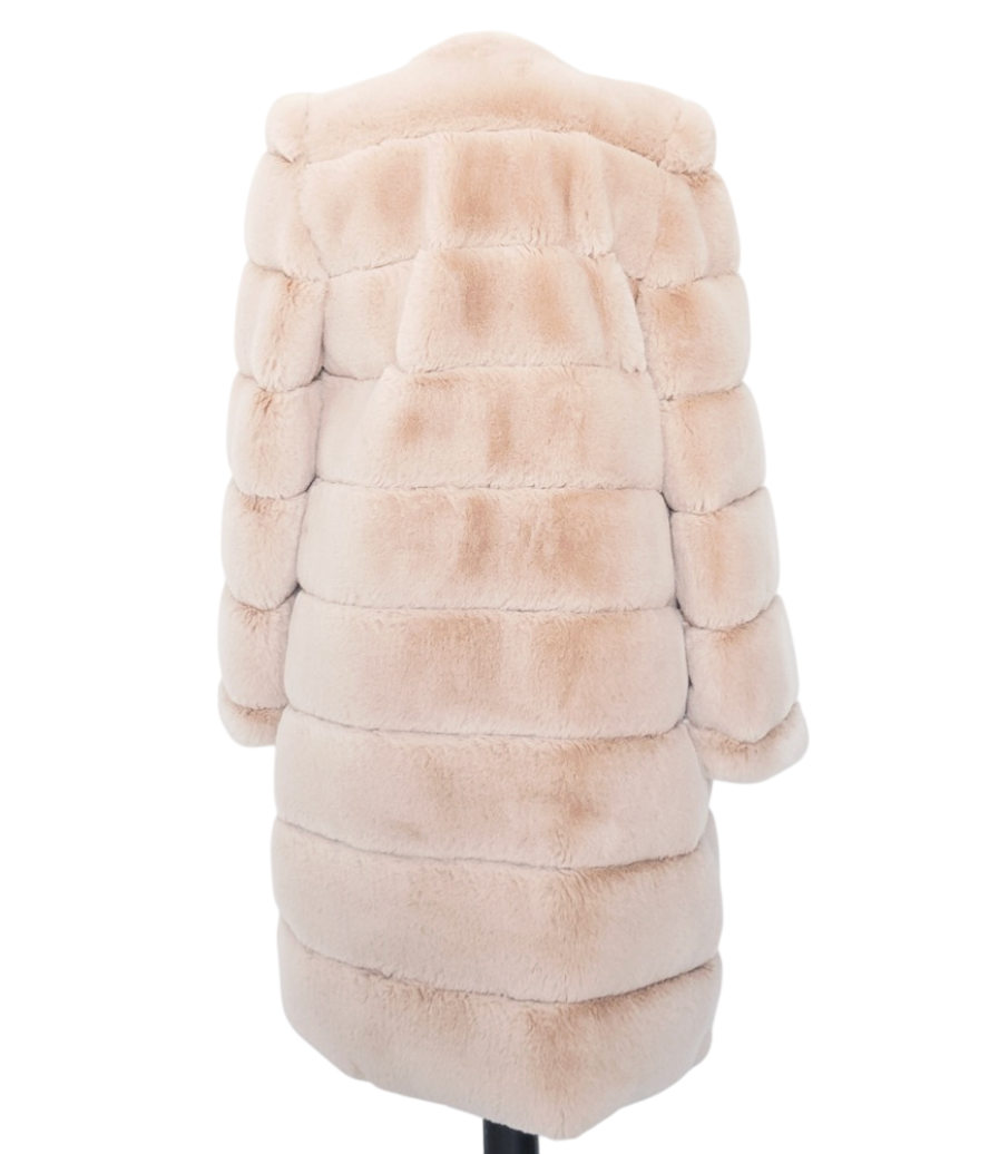 Oh Polly Dust Pink Faux Fur Coat UK S