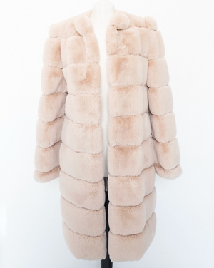 Oh Polly Dust Pink Faux Fur Coat UK S