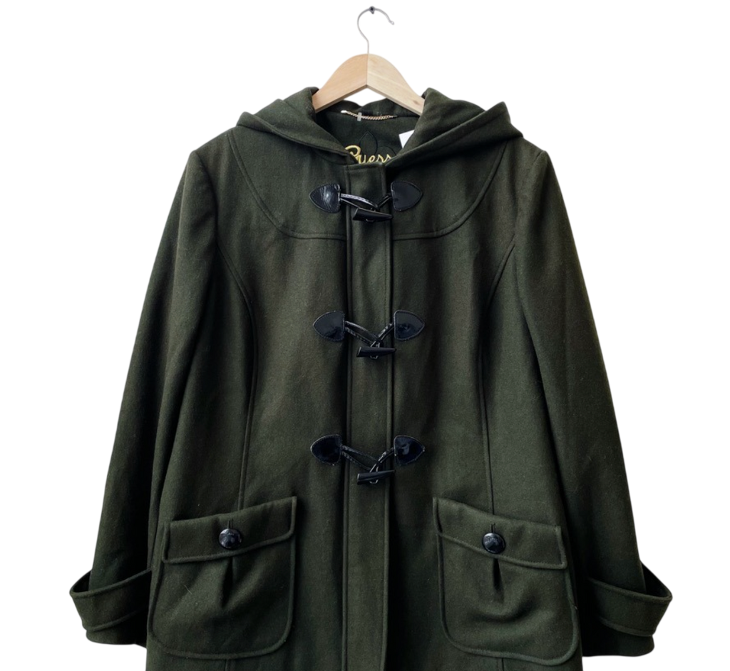 Guess Olive Green Toggle hooded wool peacoat UK XL