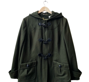 Guess Olive Green Toggle hooded wool peacoat UK XL