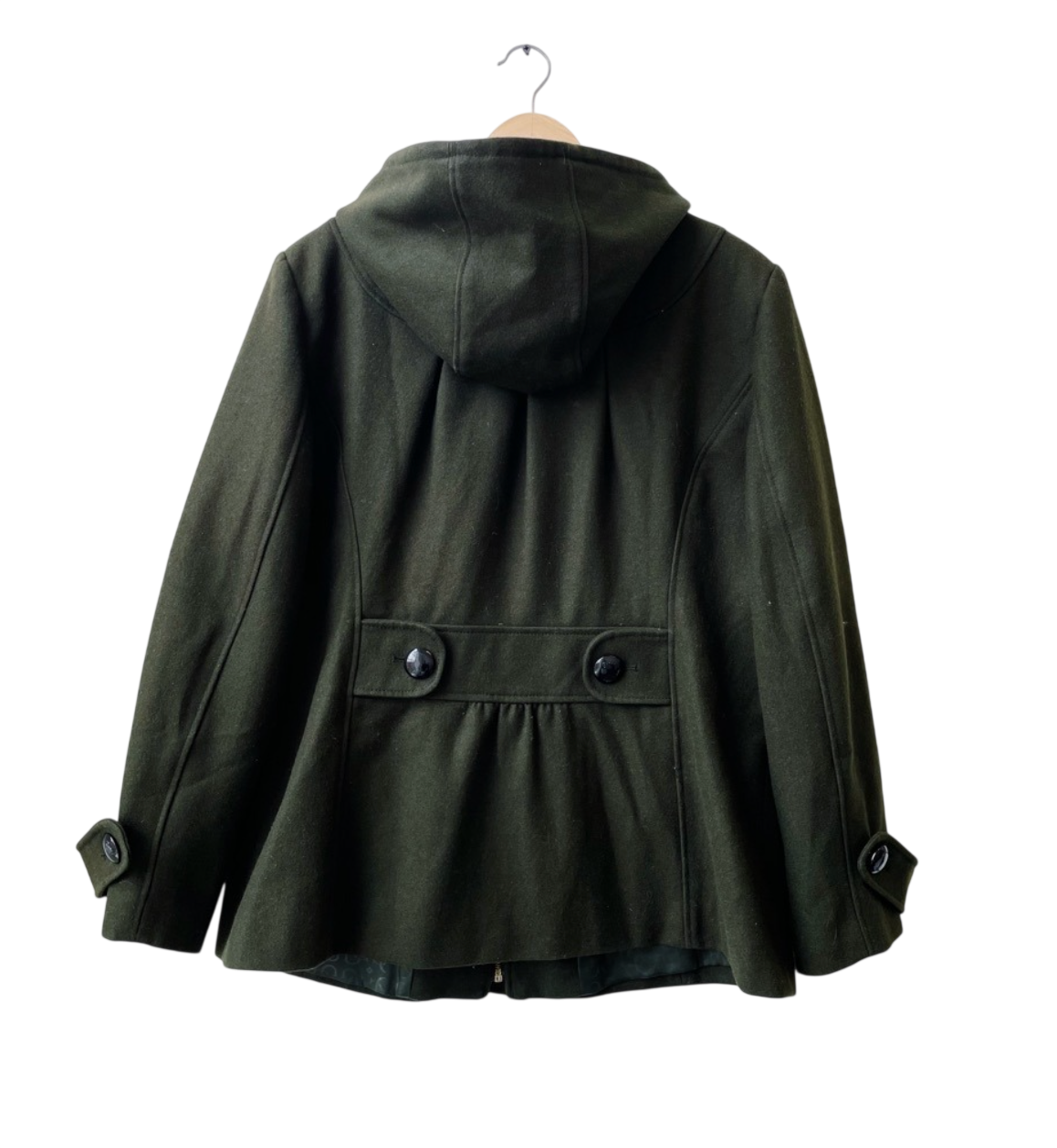 Guess Olive Green Toggle hooded wool peacoat UK XL