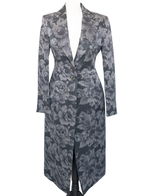 Karen Millen Tailored Floral Grey Coat UK 12