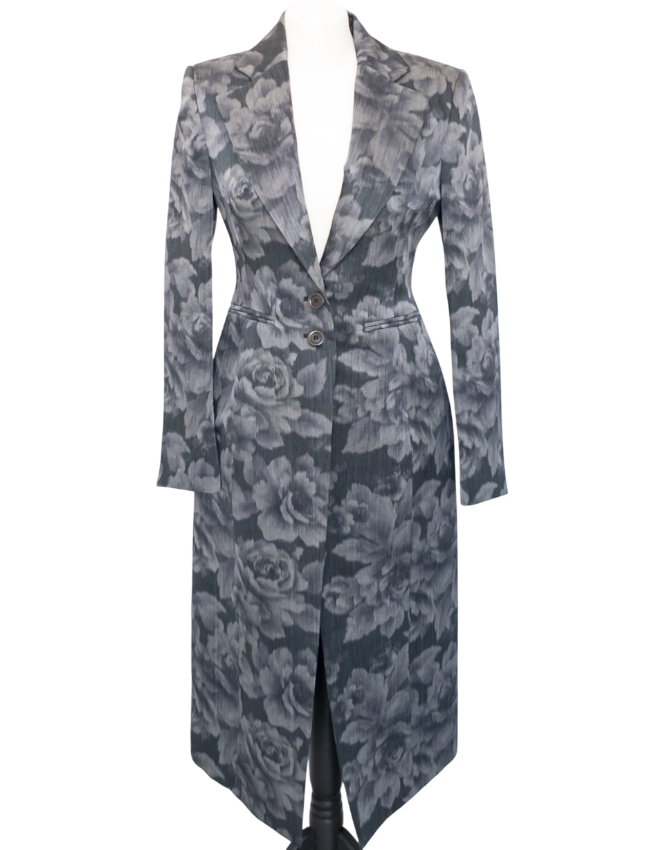Karen Millen Tailored Floral Grey Coat UK 12