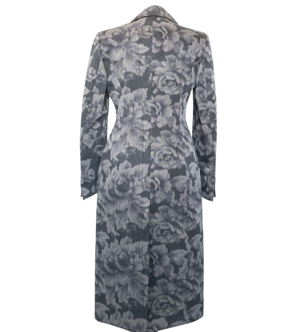 Karen Millen Tailored Floral Grey Coat UK 12