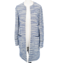 Jaeger Blue Fringed Tweed Jacquard Coatigan UK 10