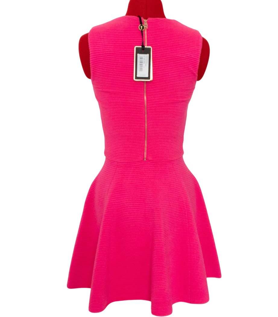 TED BAKER Pink Azelia  Fit 7 Flare Mini Dress Sz0 UK 6