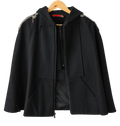 Alica + Olivia Black Zipped Embellished Poncho With Hood UK S
