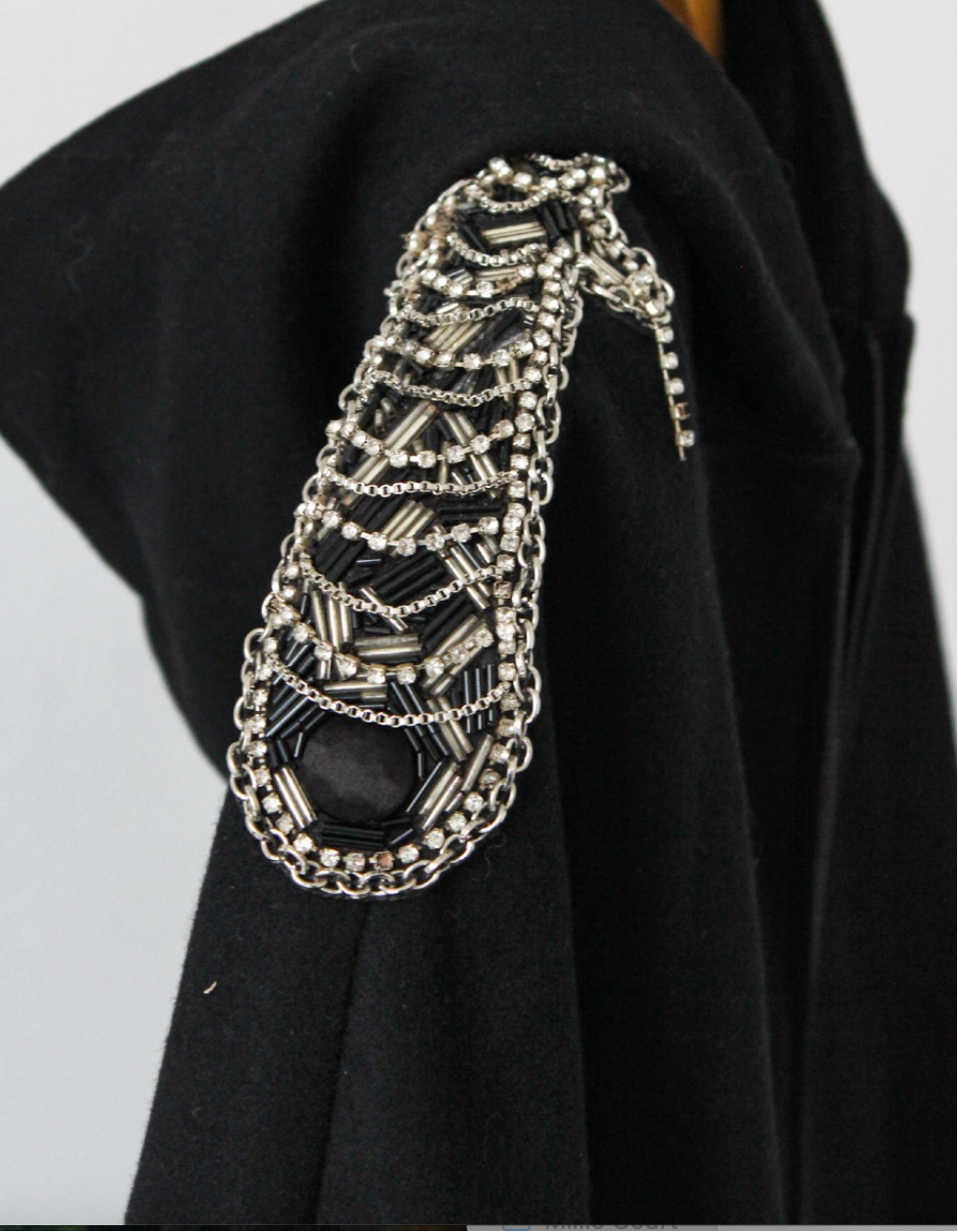 Alica + Olivia Black Zipped Embellished Poncho With Hood UK S