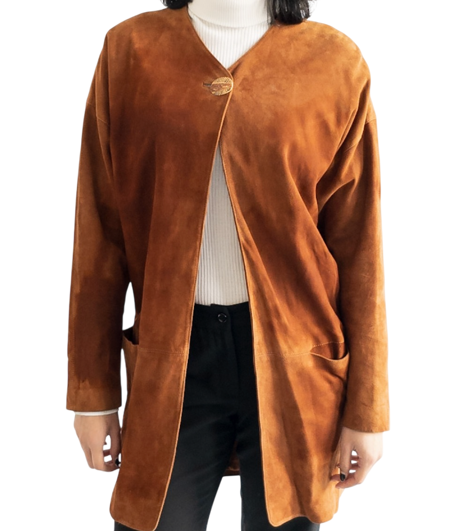 Donna Karan Tan Brown Suede Jacket UK 14