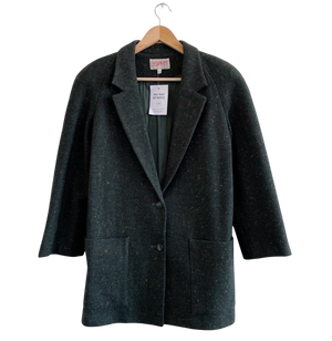 Esprit Dark Green Wool Tweed Melange Blazer UK 6