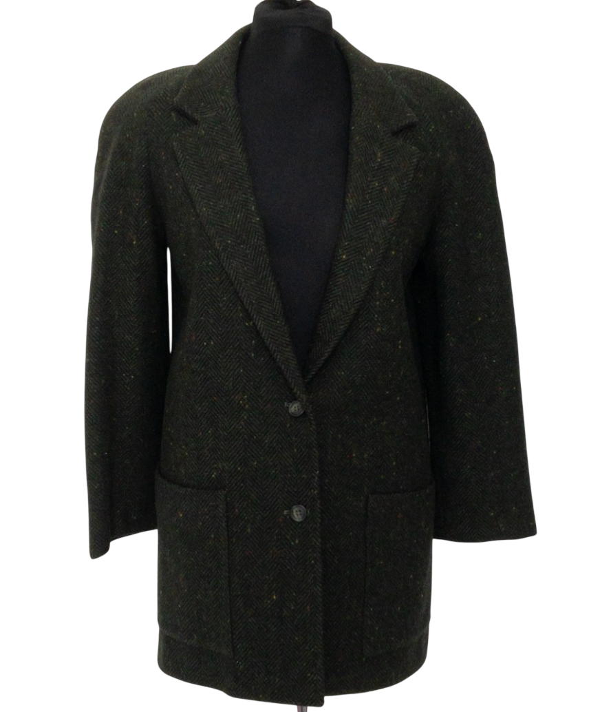 Esprit Dark Green Wool Tweed Melange Blazer UK 6