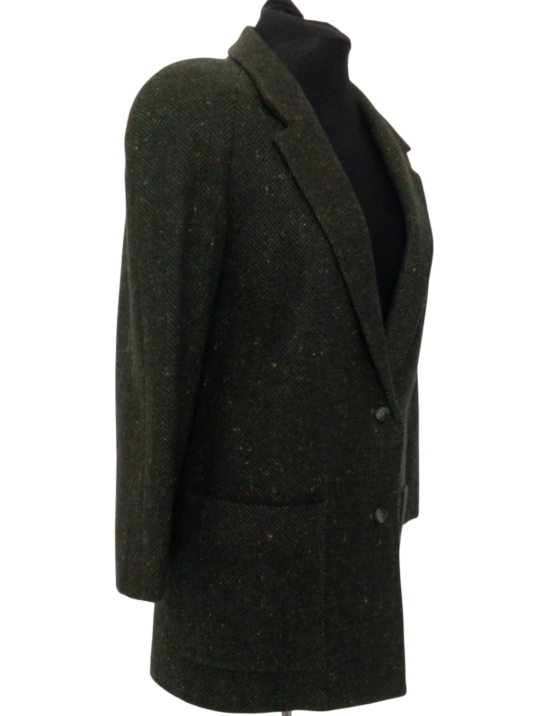 Esprit Dark Green Wool Tweed Melange Blazer UK 6