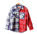 Kitri X JESSIE BUSH Red/Blue Miranda Mixed Check Plaid Jacket ShacketUK M