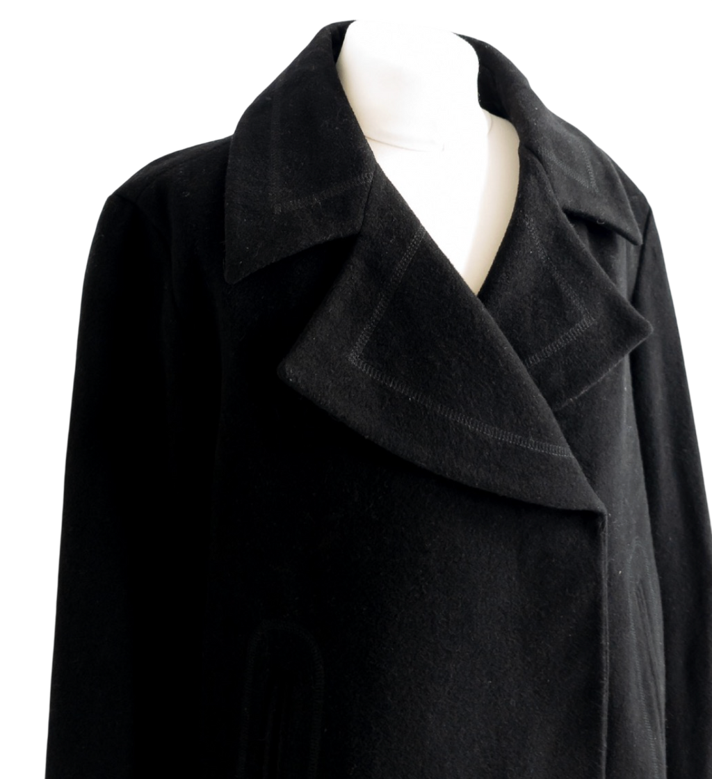 Tommy Hilfiger Black Wool Double Breasted Peacoat UK L