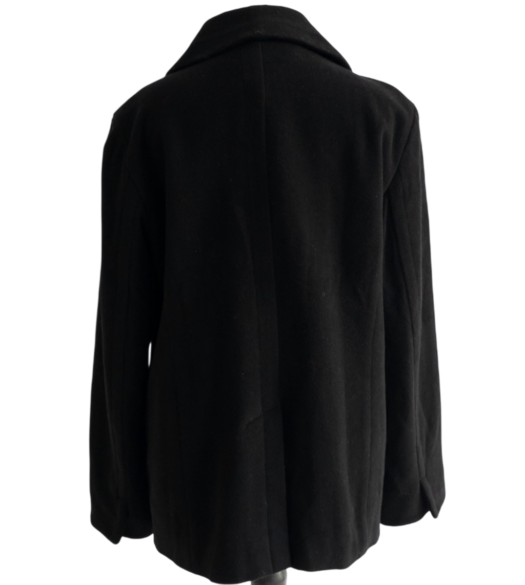 Tommy Hilfiger Black Wool Double Breasted Peacoat UK L