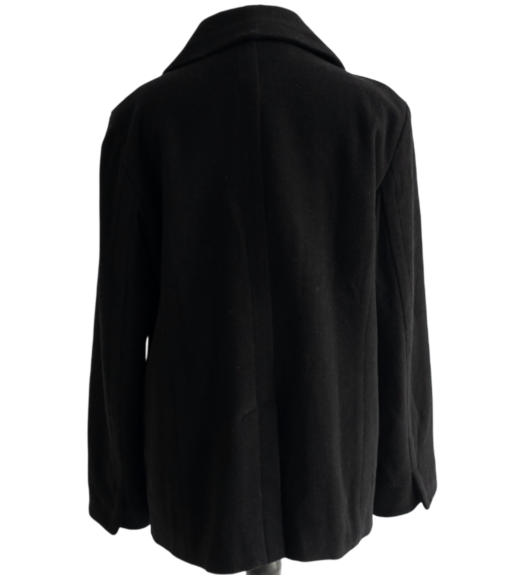 Tommy Hilfiger Black Wool Double Breasted Peacoat UK L