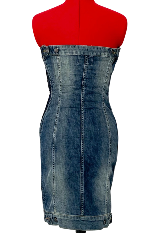 LEVI'S Blue Vintage Wash Denim Bandeau Mini Dress UK S