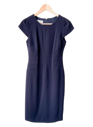 HOBBS Navy Blue Waist Detail Pencil Dress UK 8