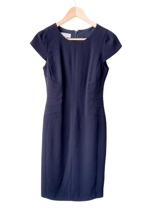HOBBS Navy Blue Waist Detail Pencil Dress UK 8