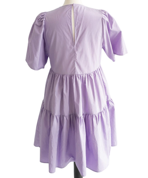 & Other Stories Lilac Voluminous Embroidery Mini Dress UK 8
