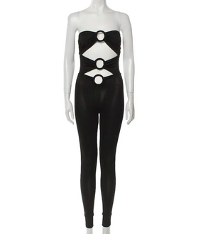 Alexandra Miro Black Cut Out Ring Detail Anya Jumpsuit UK S