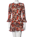 Réalisation Brown Silk Floral Mini Dress UK XXS