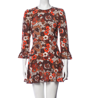 Réalisation Brown Silk Floral Mini Dress UK XXS
