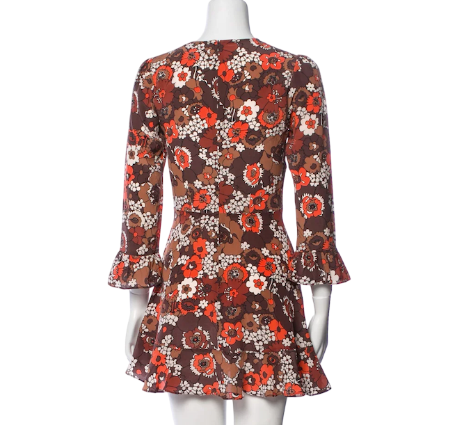 Réalisation Brown Silk Floral Mini Dress UK XXS
