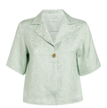 Sandro Ameline Mint Green cropped jacquard woven shirt UK 8