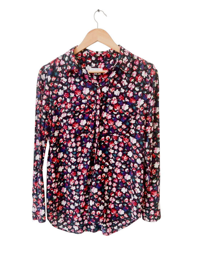 Equipment Black Slim Signature Viscose Floral Shirt UK S