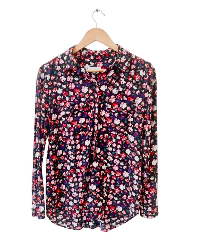 Equipment Black Slim Signature Viscose Floral Shirt UK S