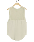 VARLEY Sage Green Breathable Mesh Detail Longline Tank Top UK S/M