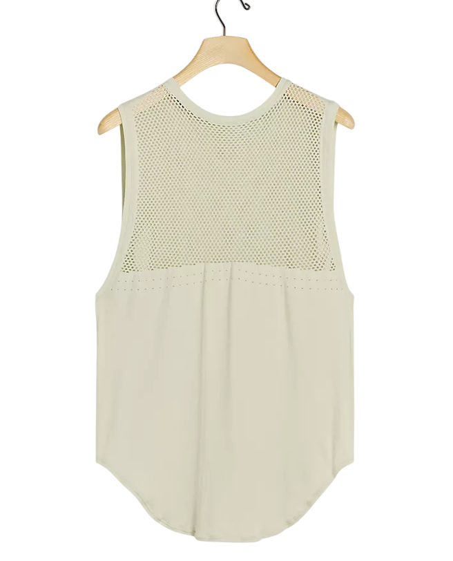 VARLEY Sage Green Breathable Mesh Detail Longline Tank Top UK S/M