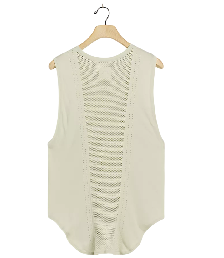 VARLEY Sage Green Breathable Mesh Detail Longline Tank Top UK S/M