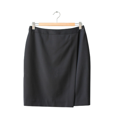 REISS Black Wool wrap detail Huxley Skirt UK 10