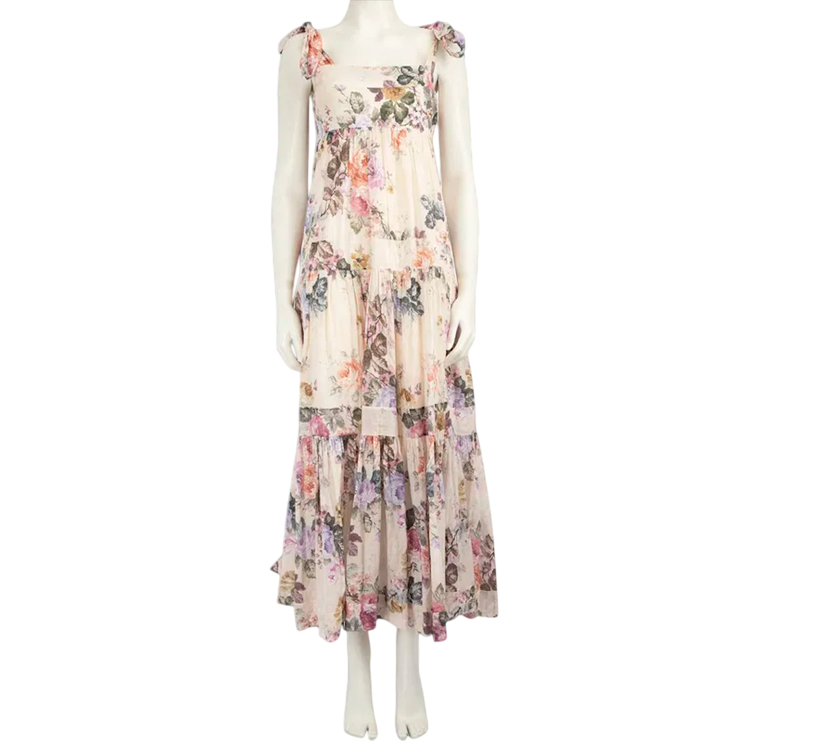 Zimmermann Multicoloured Brighton Tiered Floral-print Cotton Dress Sz0 UK 6