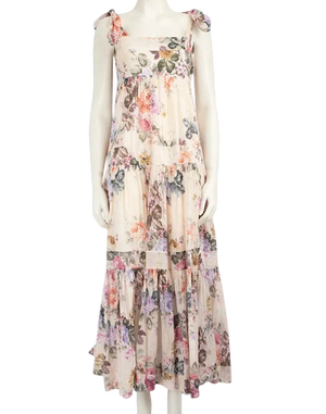 Zimmermann Multicoloured Brighton Tiered Floral-print Cotton Dress Sz0 UK 6